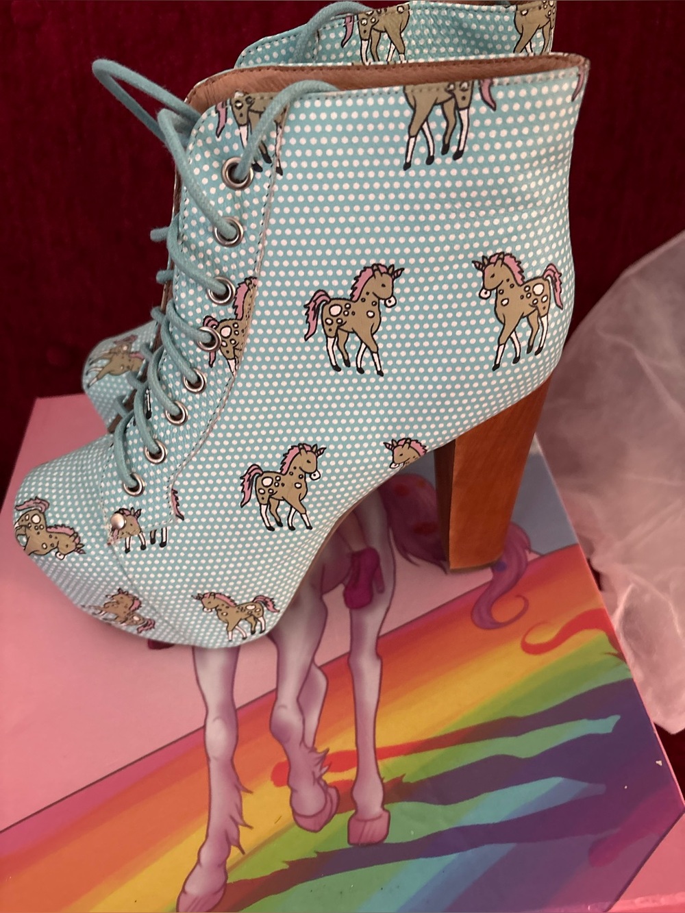 Jeffrey Campbell boots aqua Blue Unicorn Print
